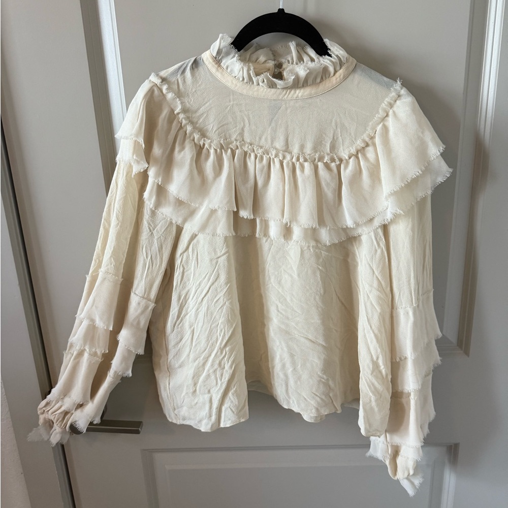 LoveShackFancy Cream Blouse Top